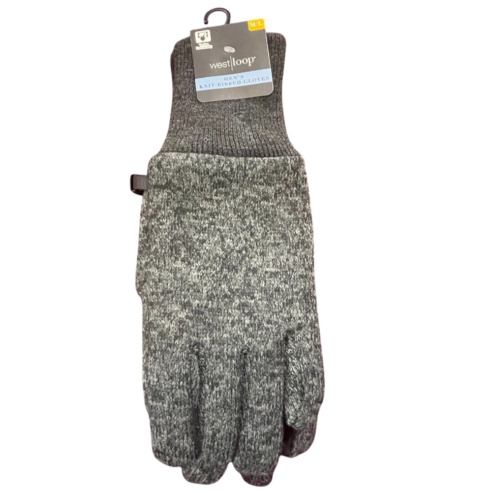 West Loop Mens Knit Ribbed Gloves Size M/L